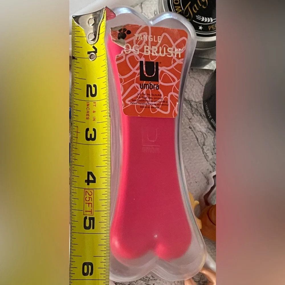 Umbra Tangle dog brush Pink Bone Shaped Hair Pet Comb 5.5”